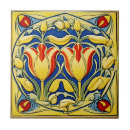 Tulpen zu Symmetric Art Nouveau Keramik Tile Fliese