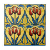 Tulpen zu Symmetric Art Nouveau Keramik Tile Fliese (Vorderseite)