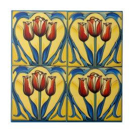 Tulpen zu Symmetric Art Nouveau Keramik Tile Fliese