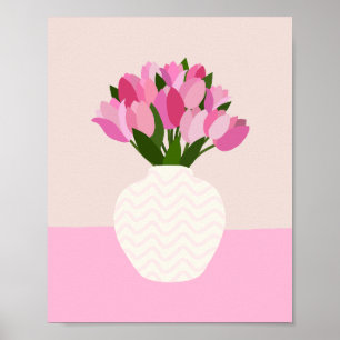 Tulpenanordnung Blumenvase Pink Poster