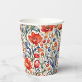 Tulpenblüher WC-Musterdesign Pappbecher (Rückseite)