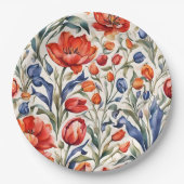 Tulpenblüher WC-Musterdesign Pappteller (Vorderseite)