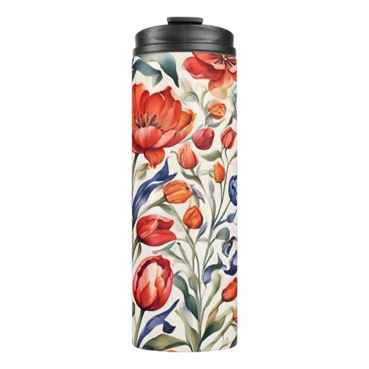 Tulpenblüher WC-Musterdesign Thermosbecher (Vorderseite)