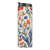 Tulpenblüher WC-Musterdesign Thermosbecher (Nach rechts gedreht)