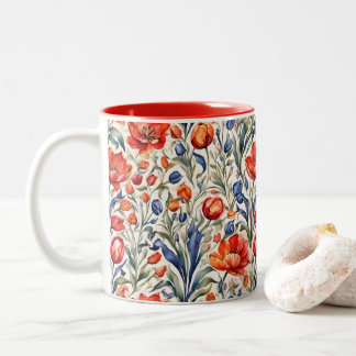 Tulpenblüher WC-Musterdesign Zweifarbige Tasse