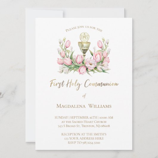 TulpenBlume | Erstkommunion Einladung (Vorderseite)