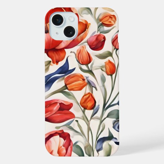 Tulpenblüten WC Muster Design iPhone Hülle (Rückseite)