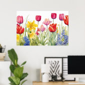 Tulpenblütenmalerei Poster (Heimbüro)