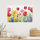 Tulpenblütenmalerei Poster (Küche)