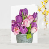 Tulpenbouquet, lila und rosa karte (Gelbe Blume)