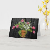 Tulpenbouquet mit Regentropfen Beileid-Karte Karte (Gelbe Blume)