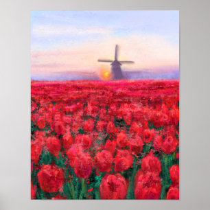 Tulpenfeld - Landschaft - Frühling in den Niederla Poster