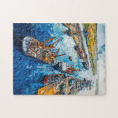 Tulpenfelder mit Scheune und Bach Fantasy-Malerei Puzzle (Horizontal)
