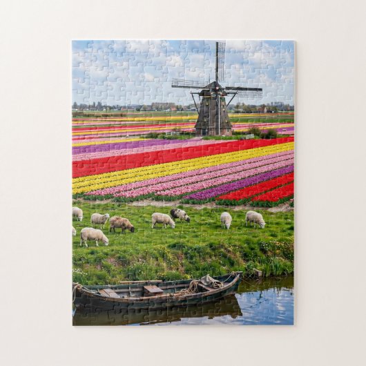 Tulpenfelder und Windmühle Puzzle (Vertikal)