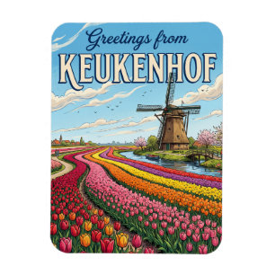 Tulpenfelder und Windmühlen, Lisse Niederlande Magnet