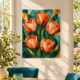 Tulpenfenster in Bernstein Kunstprint Poster