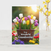 Tulpenkorb Wunderbare Oma Karte (Gelbe Blume)