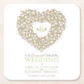 Tulpenkrautfarbe zeichnend Monogramm Hochzeit Rechteckiger Pappuntersetzer (Vorderseite)