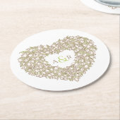 Tulpenkrautfarbe zeichnend Monogramm Hochzeit Runder Pappuntersetzer (Angewinkelt)