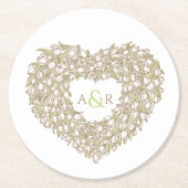 Tulpenkrautfarbe zeichnend Monogramm Hochzeit Runder Pappuntersetzer (Vorderseite)
