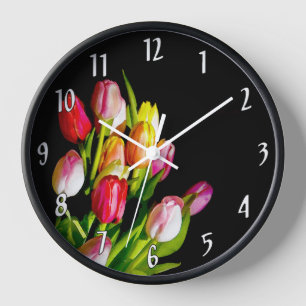 Tulpenmalerei - Originale Blumenkunst Uhr