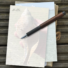 Tulpenmuschel Ozeanhintergrund liniertes Schreibpa Briefpapier
