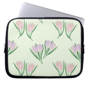 Tulpenmuster grün laptopschutzhülle