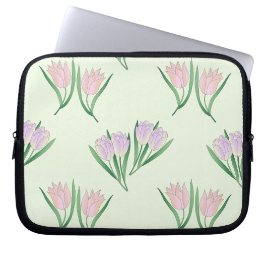 Tulpenmuster grün laptopschutzhülle (Vorderseite)