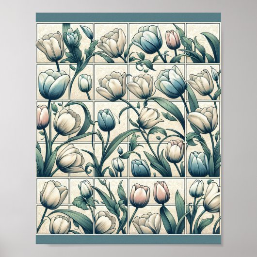 Tulpenmuster-Kunstposter Poster (Vorne)