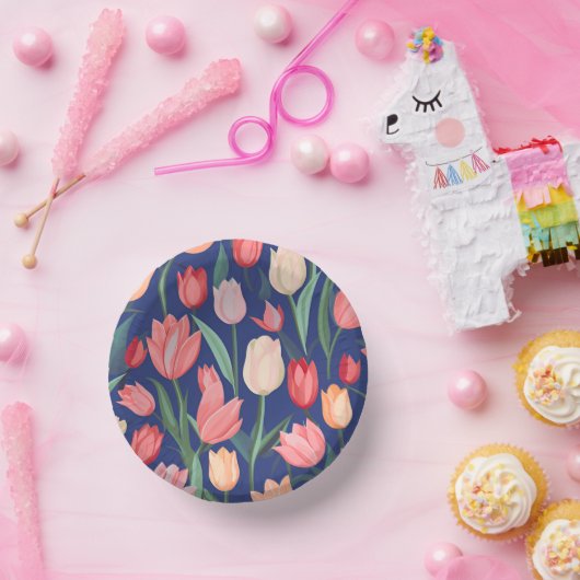 Tulpenmuster Pappteller (Party)