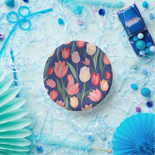 Tulpenmuster Pappteller (Party)