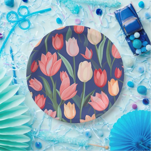 Tulpenmuster Pappteller (Party)