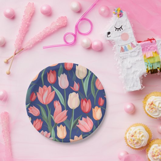 Tulpenmuster Pappteller (Party)