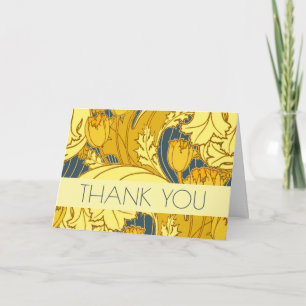 Tulpenmusterdruck: Gelbblaue Art Nouveau Dankeskarte