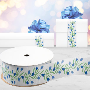 Tulpenrebe in Blau und Grün Ripsband