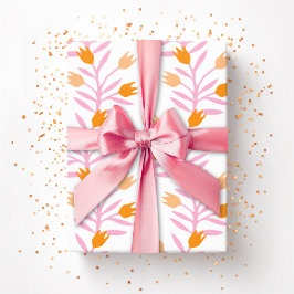 Tulpenrebe in Rosa und Orange Geschenkpapier