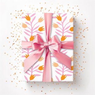 Tulpenrebe in Rosa und Orange Geschenkpapier