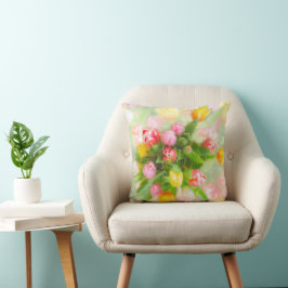 Tulpenstrauß im Vintage-Look - florale Kunst Kissen