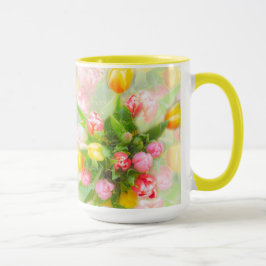 Tulpenstrauß im Vintage-Look - florale Kunst Tasse
