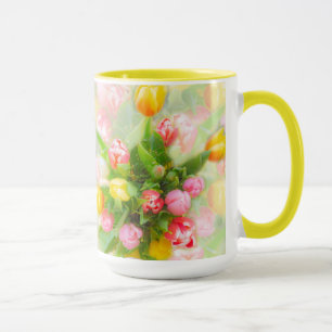 Tulpenstrauß im Vintage-Look - florale Kunst Tasse