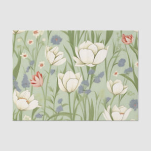 Tulpenwiese in Salbeigrün Seidenpapier