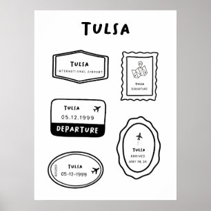 Tulsa - Briefmarke Collection   Minimalistisch Poster