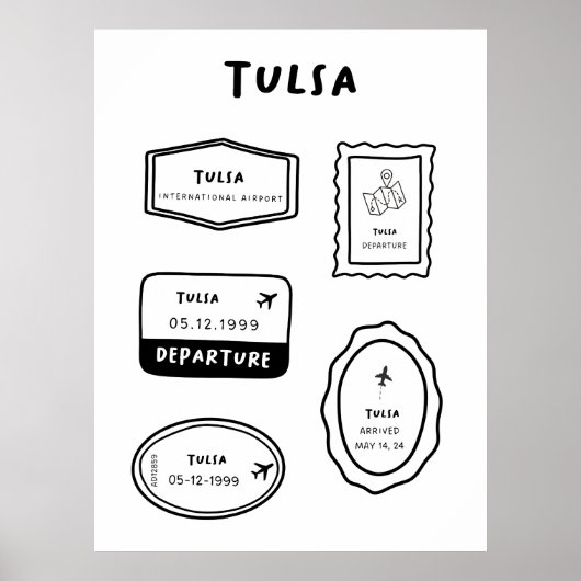 Tulsa - Briefmarke Collection | Minimalistisch Poster (Vorne)