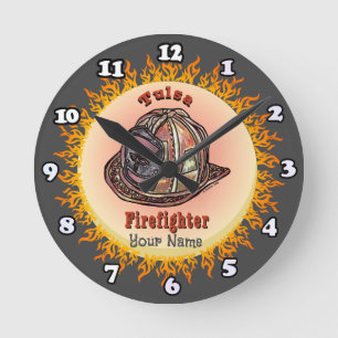 Tulsa-Feuerwehrmann-Uhr Runde Wanduhr