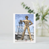 Tulsa Golden Driller Statue Aquarellmalerei Postkarte (Stehend Vorderseite)