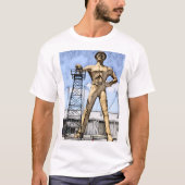 Tulsa Golden Driller Statue Aquarellmalerei T-Shirt (Vorderseite)