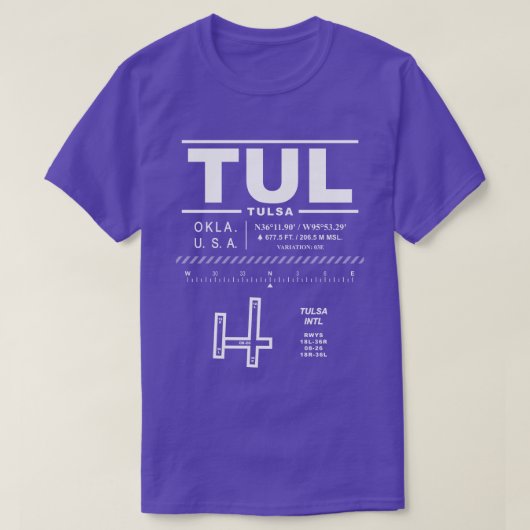 Tulsa International Airport TUL T - Shirt (Design vorne)