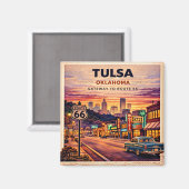 Tulsa Neon Route 66 Kühlschrank Flashback Magnet (Vorderseite/Rückseite)