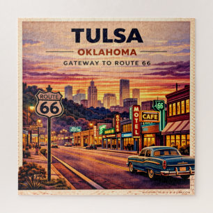 Tulsa Neon Route 66 Nachtansichten Puzzle