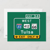 Tulsa, OK Road Sign Postkarte (Vorne/Hinten)